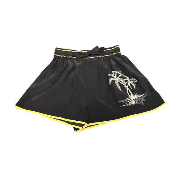 NWT Zimmermann Black Silk Blend Palm Tree Drawstring Running Shorts 0 / US XS - Picture 2 of 8